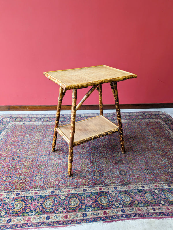 Antique Edwardian Bamboo Two Tier Side Table