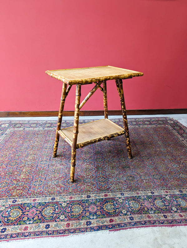 Antique Edwardian Bamboo Two Tier Side Table